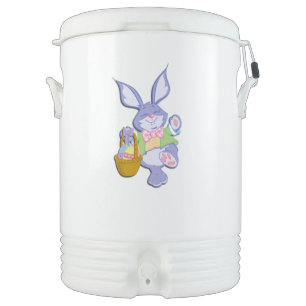 Dancing Purple Easter Bunny Beverage Cooler