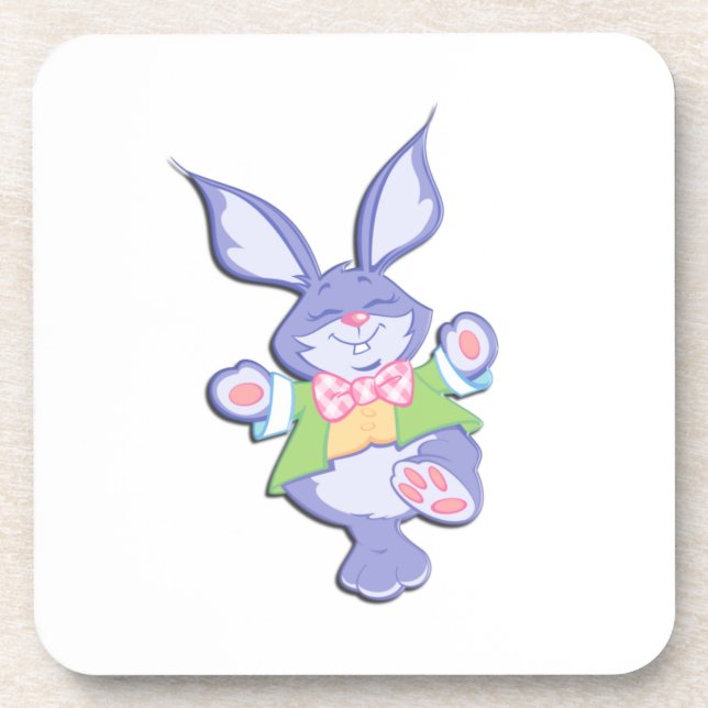 Dancing Purple Easter Bunny Coaster (Front)