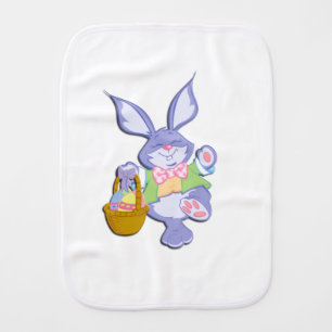 Dancing Purple Easter Bunny Lavender Burp Cloth