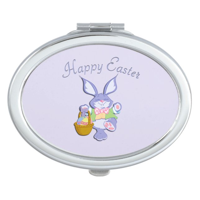 Dancing Purple Easter Bunny Lavender Compact Mirror (Front)