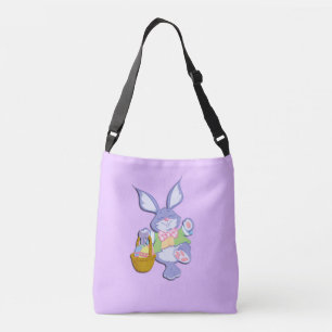 Dancing Purple Easter Bunny Lavender Crossbody Bag
