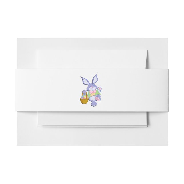 Dancing Purple Easter Bunny Lavender Invitation Belly Band (Front Example)