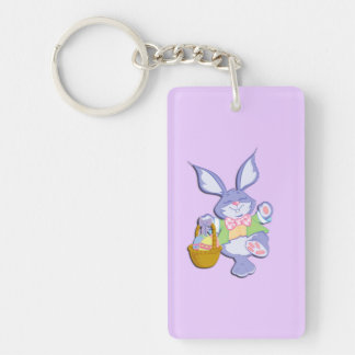 Dancing Purple Easter Bunny Lavender Keychain
