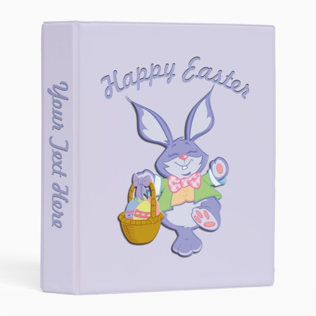 Dancing Purple Easter Bunny Lavender Mini Binder (Front/Spine)