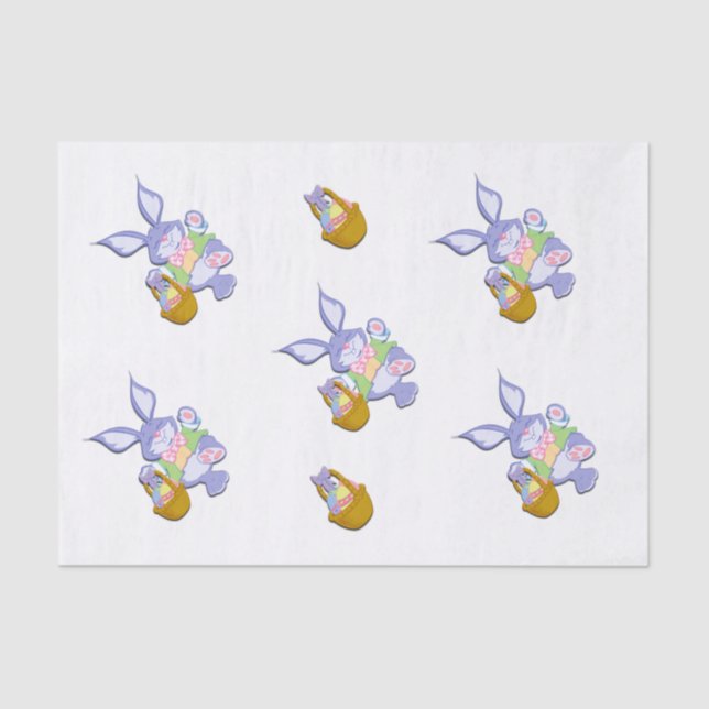Dancing Purple Easter Bunny Lavender Tissue Paper (Front)