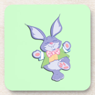 Dancing Purple Easter Bunny Mint Beverage Coaster
