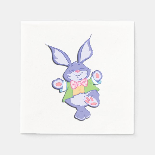 Dancing Purple Easter Bunny Napkins (Front)
