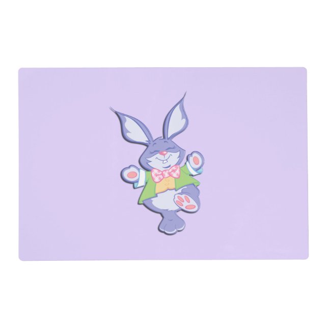 Dancing Purple Easter Bunny Placemat (Front)