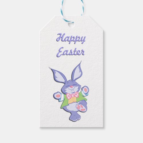 Dancing Purple Easter Bunny To and From Gift Tag