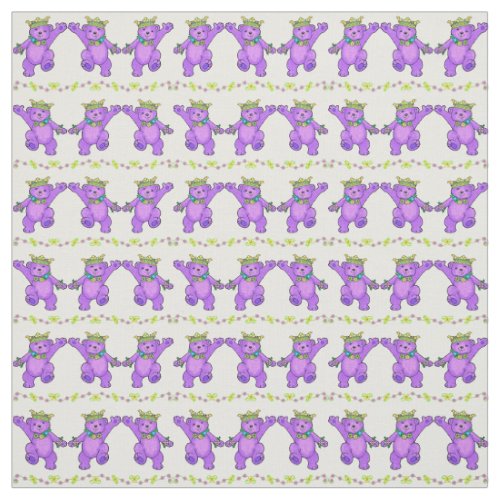 Dancing Purple Princess Teddy Bears Fabric