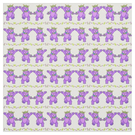 Dancing Purple Princess Teddy Bears Fabric