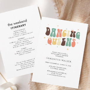 Dancing Queen Bachelorette Weekend Itinerary Retro Invitation