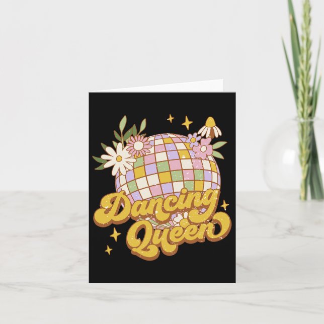 Dancing Queen Boho Disco Flower 70s 80s Women  Card (Front)