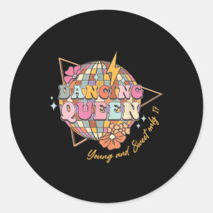 Dancing Queen Foral 17th Birthday Disco Ball Classic Round Sticker