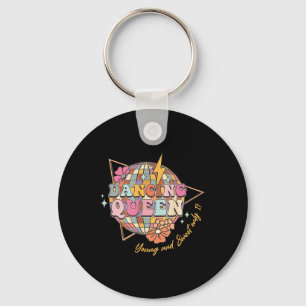 Dancing Queen Foral 17th Birthday Disco Ball Keychain