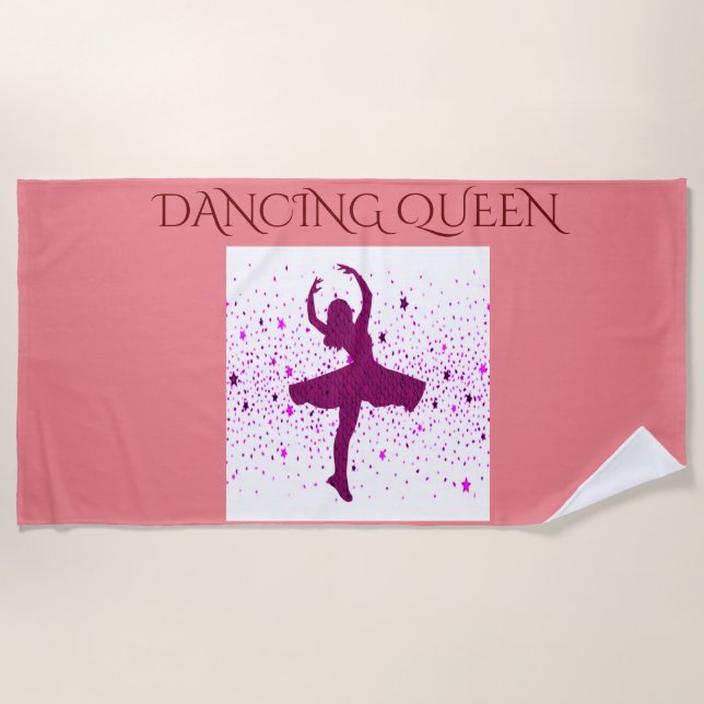 DANCING QUEEN girl's beach towel. Towel (Front)