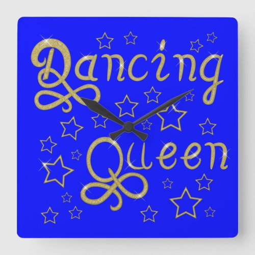 Dancing Queen Gold Letters _ Change Background Square Wall Clock