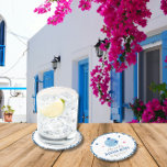 Dancing Queen greek Musical disco baby shower Round Paper Coaster<br><div class="desc">Mediterranean Greek musical bougainvillea-inspired Dancing Queen baby shower editable round paper coaster. Indulge in the charm of the Mediterranean with the Mamma Mia-themed baby shower collection! Celebrate your little one's arrival amidst the serene hues of blue and white tiling reminiscent of the Santorini seaside. The invitations are made with playful...</div>