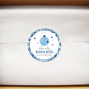 Dancing Queen greek Musical disco bachelorette Classic Round Sticker