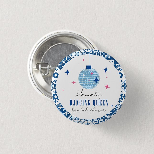 Dancing Queen greek Musical disco bridal shower Button (Front & Back)