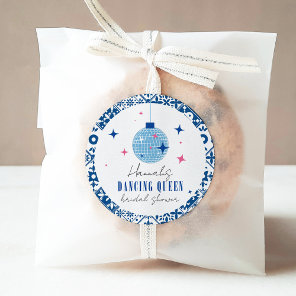 Dancing Queen greek Musical disco bridal shower Classic Round Sticker