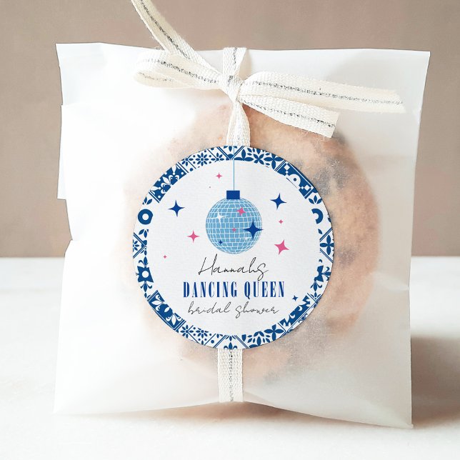 Dancing Queen greek Musical disco bridal shower Classic Round Sticker (Creator Uploaded)