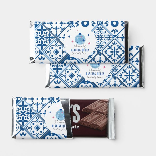 Dancing Queen greek Musical disco bridal shower Hershey Bar Favors (Front)