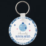 Dancing Queen greek Musical disco bridal shower Keychain<br><div class="desc">Mediterranean Greek musical bougainvillea-inspired Dancing Queen bridal shower keychain party favor.</div>