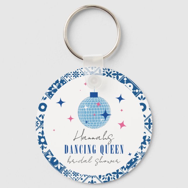 Dancing Queen greek Musical disco bridal shower Keychain (Front)