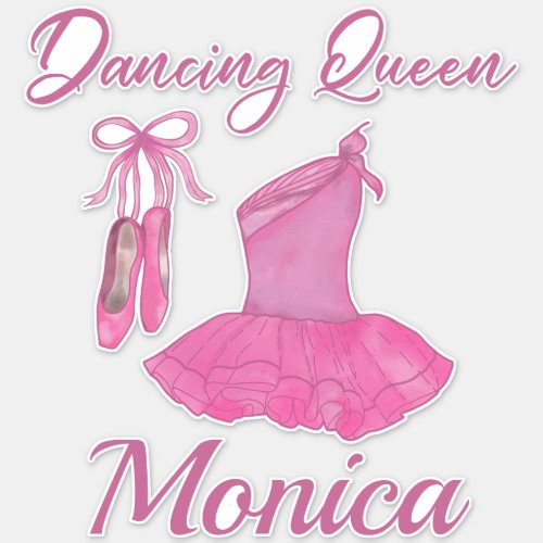 Dancing Queen Quote Pink Cute Ballerina Dress Shoe Sticker