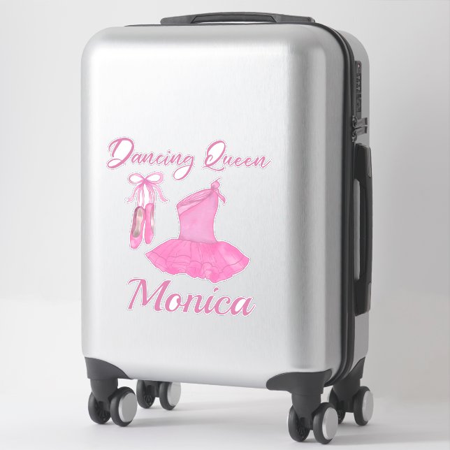 Dancing Queen Quote Pink Cute Ballerina Dress Shoe Sticker (Suitcase)