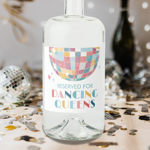 Dancing Queen Retro Disco Ball Liquor Bottle Label