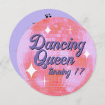 Dancing Queen Turning 17 Disco Ball Invitation at Zazzle