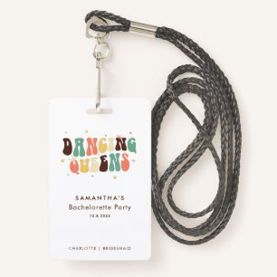 Dancing Queens Retro Bachelorette Bridesmaid Badge