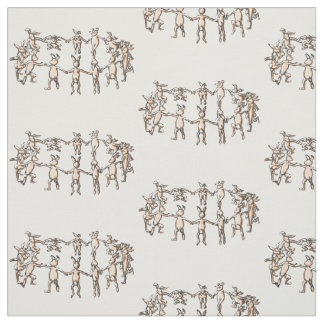 dancing rabbit bunnies in a circle repeat fabric