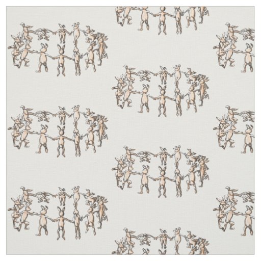 dancing rabbit bunnies in a circle repeat fabric