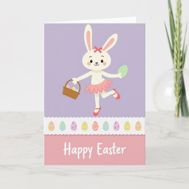 Dancing Rabbit Pattern Egg Card (Front)