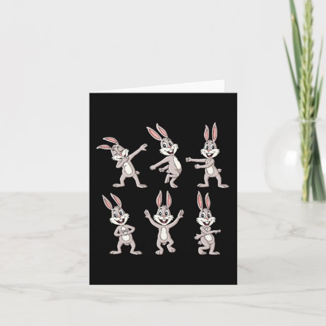 Dancing Rabbits Easter Dance Challenge Boys Girls  Card (Front)