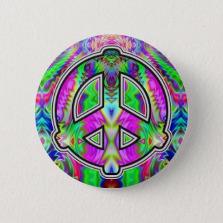 Dancing Rainbows Peace Sign Button