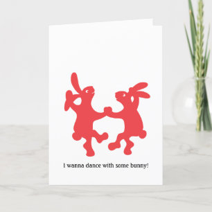 Dancing Red Bunnies Card
