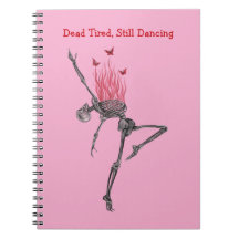 Dancing Red Fire Flames Skeleton Illustration Pink