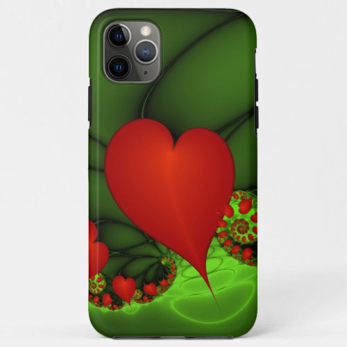 Dancing Red Hearts Modern Abstract Fractal Art iPhone 11 Pro Max Case