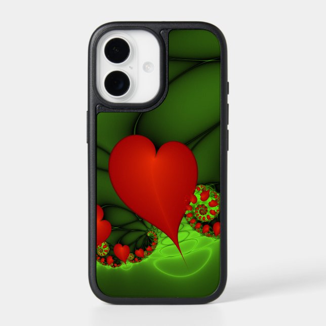 Dancing Red Hearts Modern Abstract Fractal Art Otterbox iPhone Case (Back)