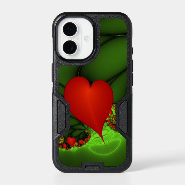 Dancing Red Hearts Modern Abstract Fractal Art Otterbox iPhone Case (Back)