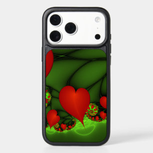 Dancing Red Hearts Modern Abstract Fractal Art iPhone 17 Pro Max Case