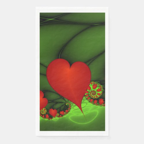 Dancing Red Hearts Modern Abstract Fractal Art Paper Guest Towels
