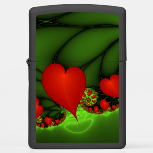 Dancing Red Hearts Modern Abstract Fractal Art Zippo Lighter