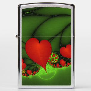 Dancing Red Hearts Modern Abstract Fractal Art Zippo Lighter