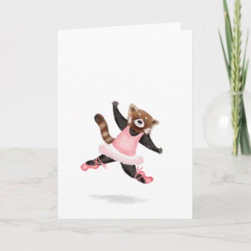 Dancing red panda blank card