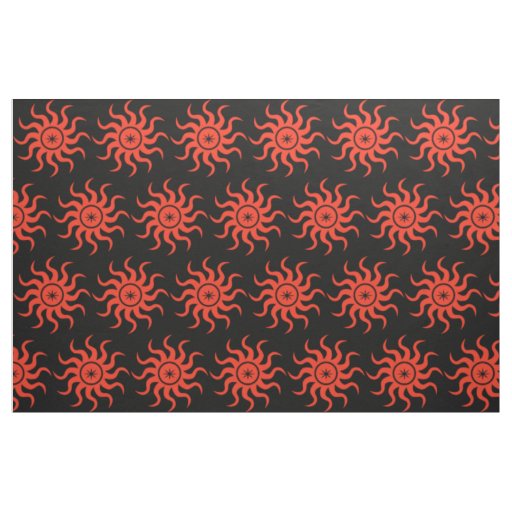 Dancing Red Sun Abstract Fabric